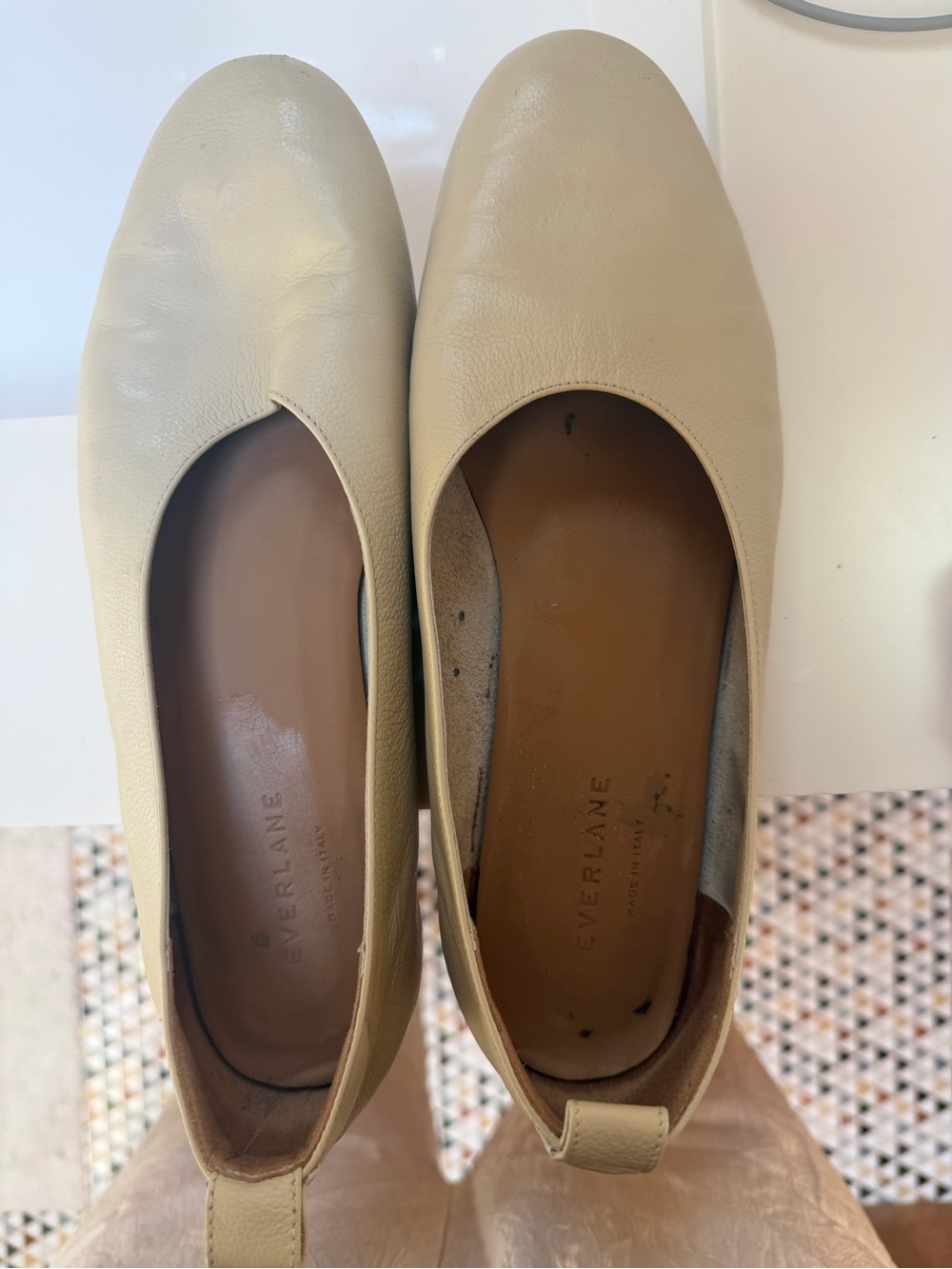 Everlane day glove light Beige Leather Slip-On Ballet Flats